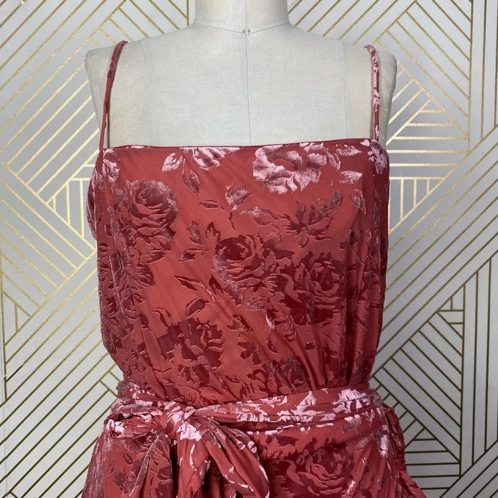 Free People Olivia Velvet Burnout Slip Dress Rose - Picture 3 of 12